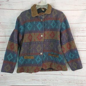 Woolrich Aztec Tribal Jacket Wool Blend Coat Blazer  Large